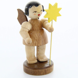 Engel mit Stern - natur - stehend - 6 cm