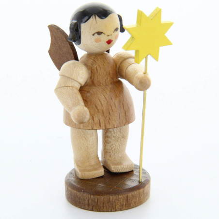 Engel mit Stern - natur - stehend - 6 cm