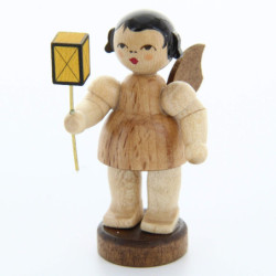 Engel mit Laterne - natur - stehend - 6 cm