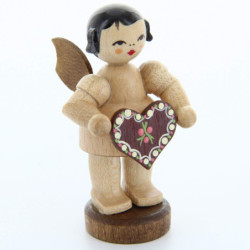 Angel with Gingerbread Heart - Natural Colors - Standing - 6 cm / 2.4 inch