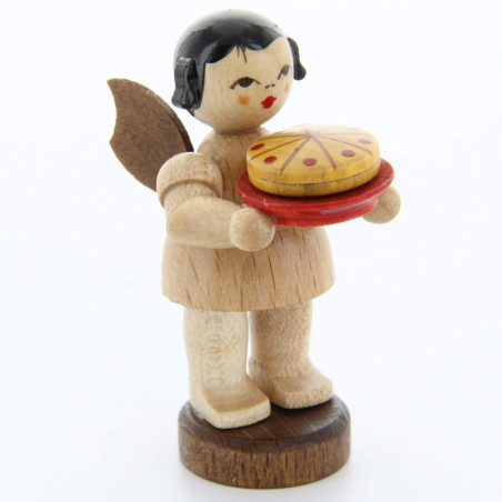 Engel mit Torte - natur - stehend - 6 cm