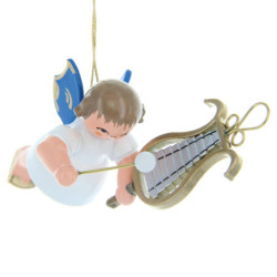Tree Ornament - Angel with Chime - Blue Wings - Floating - 5,5 cm / 2.2 inch