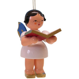 Tree Ornament - Angel with Book - Blue Wings - 9,5 cm / 3.7 inch
