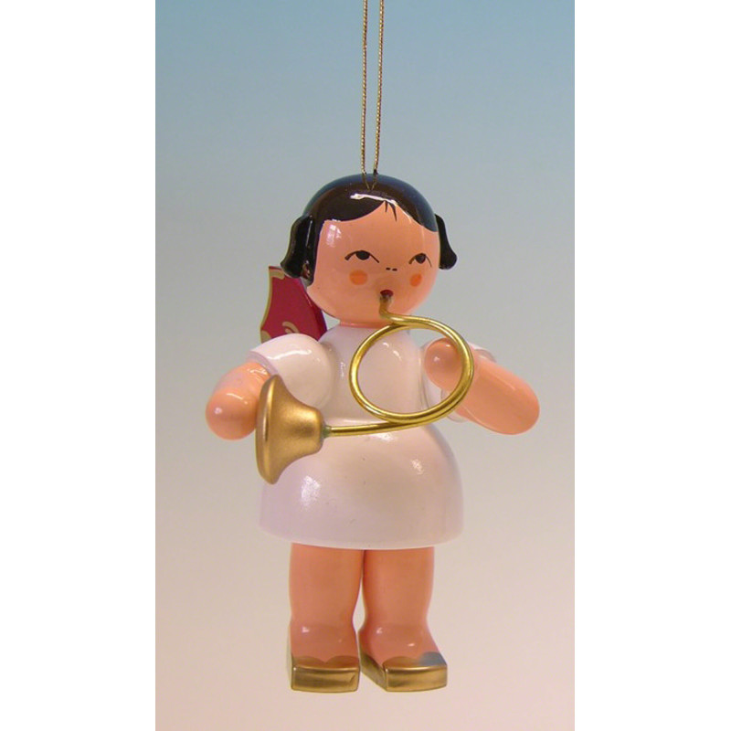 Tree Ornament - Angel with Bugle - Red Wings - 9,5 cm / 3.7 inch