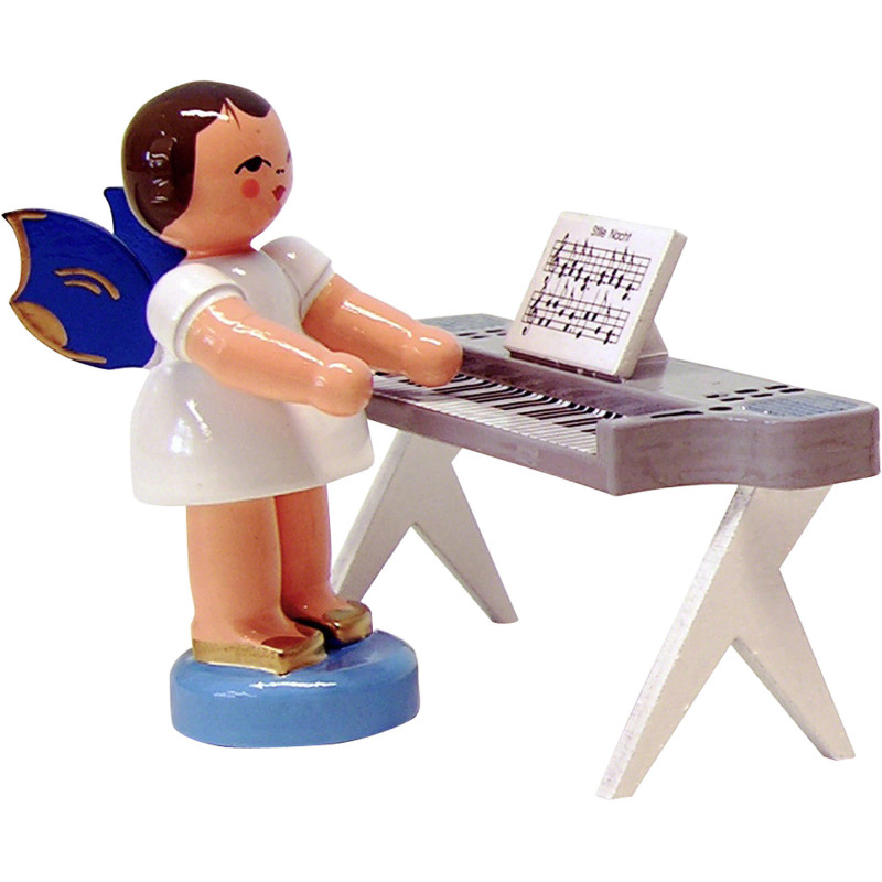 Angel with Keyboard - Blue Wings - Standing - 6 cm / 2.3 inch