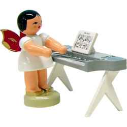 Angel with Keyboard - Red Wings - Standing - 6 cm / 2.3 inch