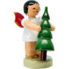 Engel mit Weihnachtsbaum - Rote Flügel - stehend - 6 cm