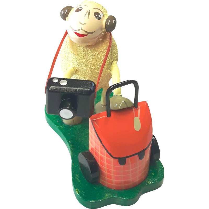 Sheep "Touri" with Suitcase and Camera - 7 cm / 2.8 inch
