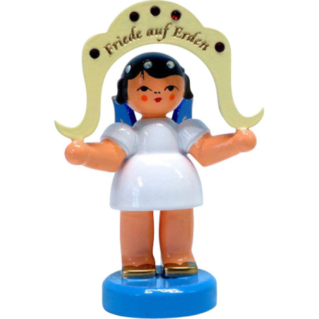 Engel "Friede auf Erden" - Swarovski-Edition - Blaue Flügel - stehend - 7 cm