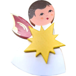 Fridge Magnet - Angel with Star - Red Wings - 7,5 cm / 3 inch