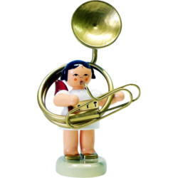 Engel mit Susaphon - Rote Flügel - stehend - 6 cm
