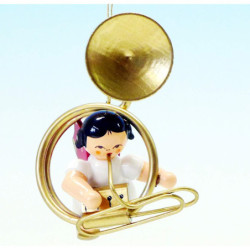 Tree Ornament - Angel with Sousaphone - Red Wings - Floating - 5,5 cm / 2.2 inch