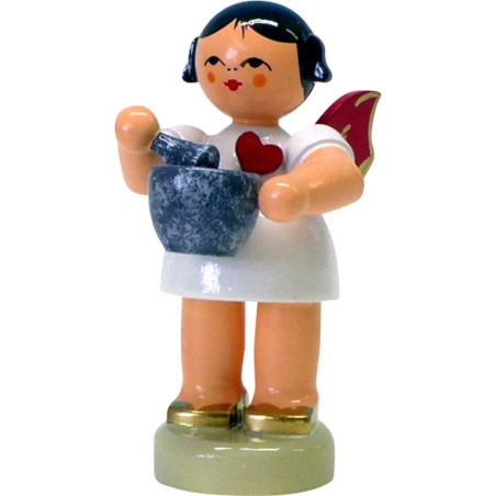 Heartangel with Mortar - Red Wings - Standing - 6 cm / 2.3 inch
