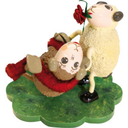 Sheep "Jonny" and "Baby", Dancing Couple - 7 cm / 2.8 inch