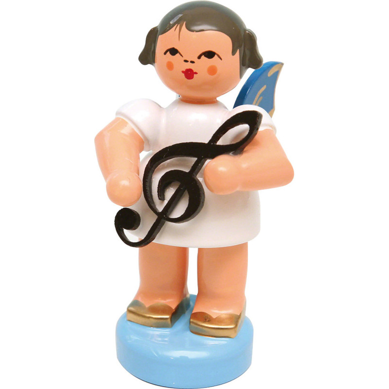 Angel with Clef - Blue Wings - Standing - 6 cm / 2.4 inch