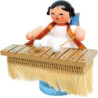 Angel with Bass Xylophone - Blue Wings - Standing - 6 cm / 2.4 inch