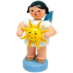 Engel mit Sonne - Blaue Flügel - stehend - 6 cm