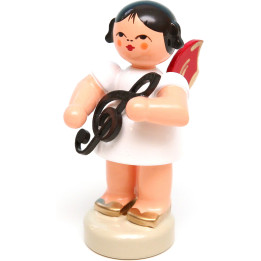 Engel mit Notenschlüssel - Rote Flügel - stehend - 6 cm