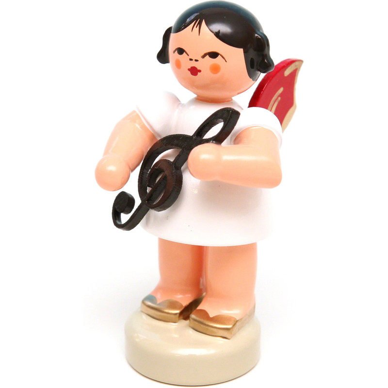 Engel mit Notenschlüssel - Rote Flügel - stehend - 6 cm