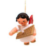 Christbaumschmuck Engel mit Xylophon - Rote Flügel - schwebend - 5,5 cm