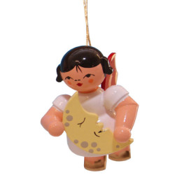 Tree Ornament - Angel with Moon - Red Wings - Floating - 5,5 cm / 2.2 inch