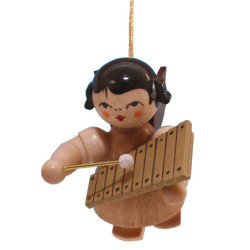 Christbaumschmuck Engel mit Xylophon - natur - schwebend - 5,5 cm