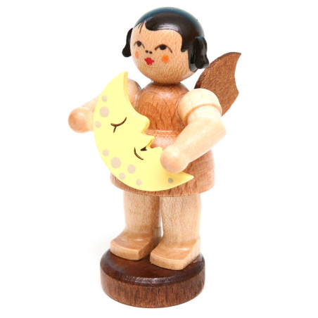Angel with Moon - Natural Colors - Standing - 6 cm / 2.4 inch