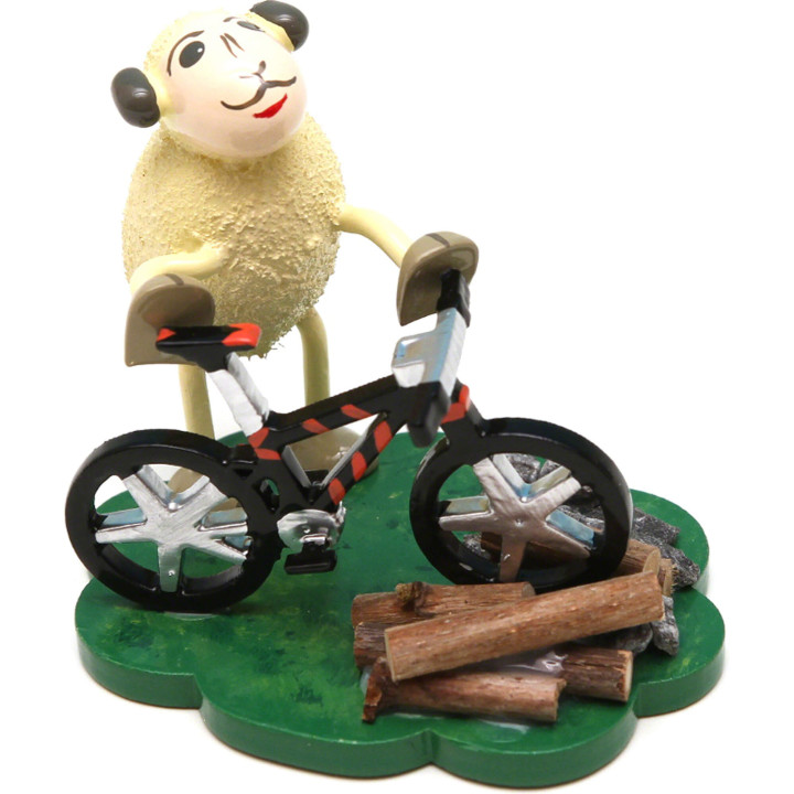 Schaf "Bikey" mit Fahrrad - 7 cm