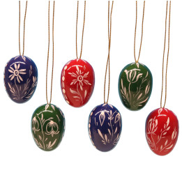 Easter Egg Set with White Flowers - 3,5 cm / 1.4 inch