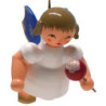 Tree Ornament - Angel with Candied Apple - Blue Wings - Floating - 5,5 cm / 2.2 inch