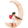 Angel with Violin - Red Wings - Sitting in Natural-Colored Moon - 16,5 cm / 6.5 inch