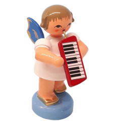 Engel mit Melodica - Blaue Flügel - stehend - 6 cm