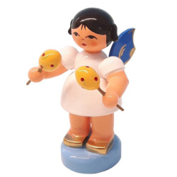 Engel mit Maracas - Blaue Flügel - stehend - 6 cm