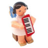 Engel mit Melodica - Blaue Flügel - sitzend - 5 cm