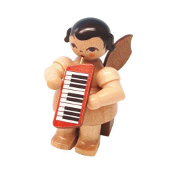 Angel with Melodica - Natural Colors - Sitting - 5 cm / 2 inch