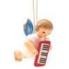 Tree Ornament - Angel with Melodica - Blue Wings - Floating - 5,5 cm / 2.2 inch