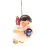 Christbaumschmuck Engel mit Glühweintasse - Rote Flügel - schwebend - 5,5 cm