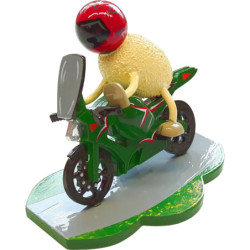 Schaf "Racy" mit grünem Motorrad - 7 cm