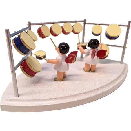 Two Angels with Drums - Red Wings - 8,5 cm / 3.3 inch