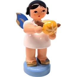 Engel stehend mit Bratwurstsemmel - Blaue Flügel - 6 cm