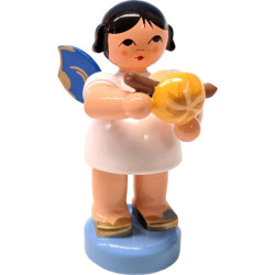 Engel stehend mit Bratwurstsemmel - Blaue Flügel - 6 cm