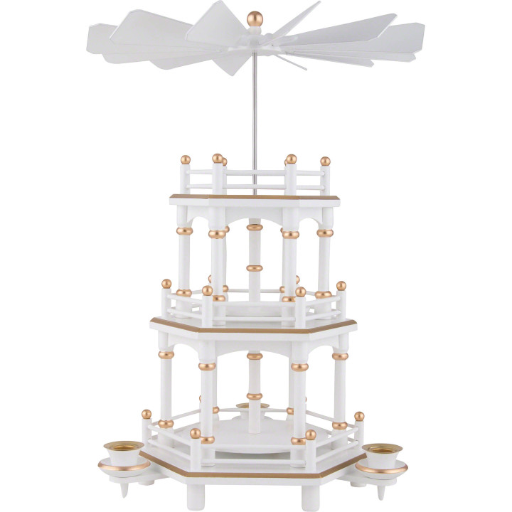 3-Tier Pyramid - White-Gold - without Figurines - 35 cm / 13.8 inch
