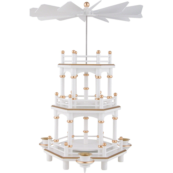 3-Tier Pyramid - White-Gold - without Figurines - 35 cm / 13.8 inch