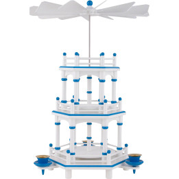 3-Tier Pyramid - White-Blue - without Figurines - 35 cm / 13.8 inch