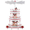 3-stöckige Pyramide weiß-rot Instrumenten-Engel mit roten Flügeln  - 35 cm