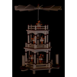 3-stöckige Pyramide weiß-rot Instrumenten-Engel mit roten Flügeln  - 35 cm
