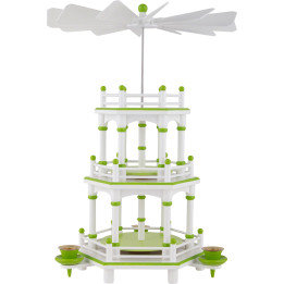 3-Tier Pyramid - White-Green - without Figurines - 35 cm / 13.8 inch
