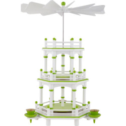 3-Tier Pyramid - White-Green - without Figurines - 35 cm / 13.8 inch