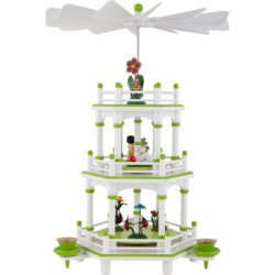 3-Tier Pyramid - White-Green - without Figurines - 35 cm / 13.8 inch