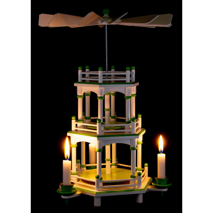 3-Tier Pyramid - White-Green - without Figurines - 35 cm / 13.8 inch